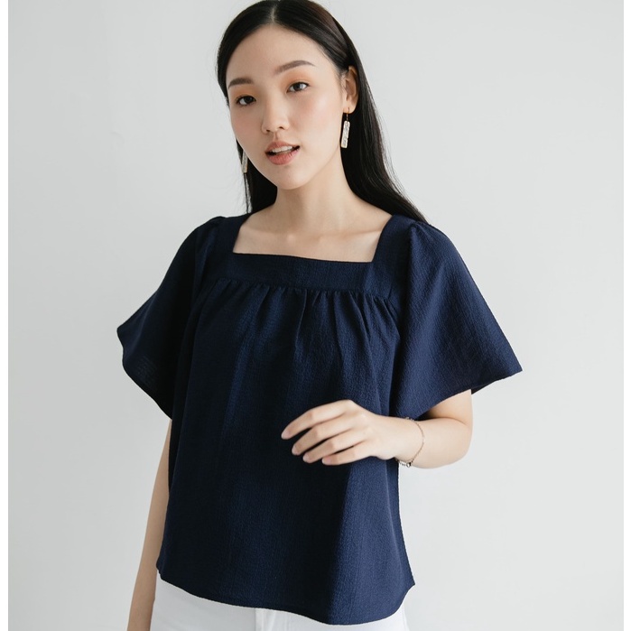 Ms Daisy Kyra Top with Flutter Sleeve Atasan Blouse Wanita Korea