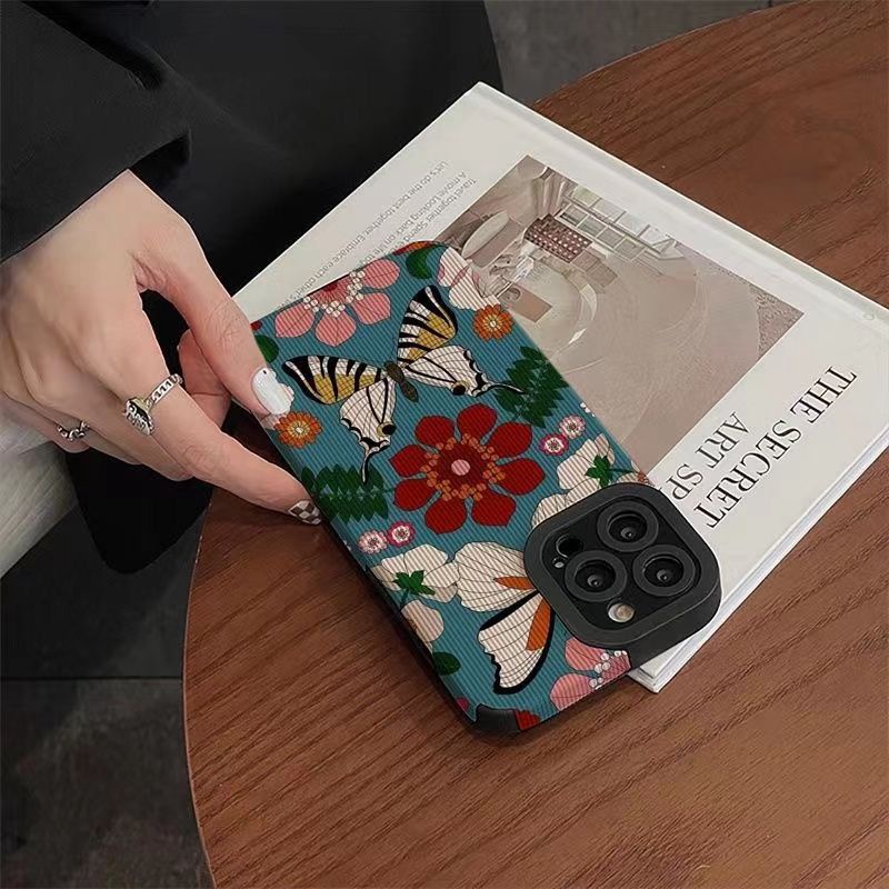 All New Hot Fashion Leather Soft Case IPhone 6S 7 Plus 8 Plus X XS XR XS Max 11 13 12 14 PRO Max 14 Plus SE Mini Phone Case Girl Girl Women Pretty Blue butterfly flower