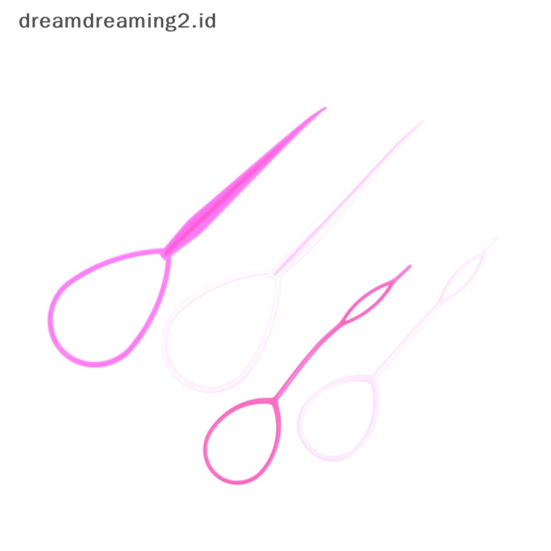 (drea) 4pcs /set Kepang Alat Loop Elastis Rambut Pita Ekor Sisir Logam Pin Mengepang Sisir/