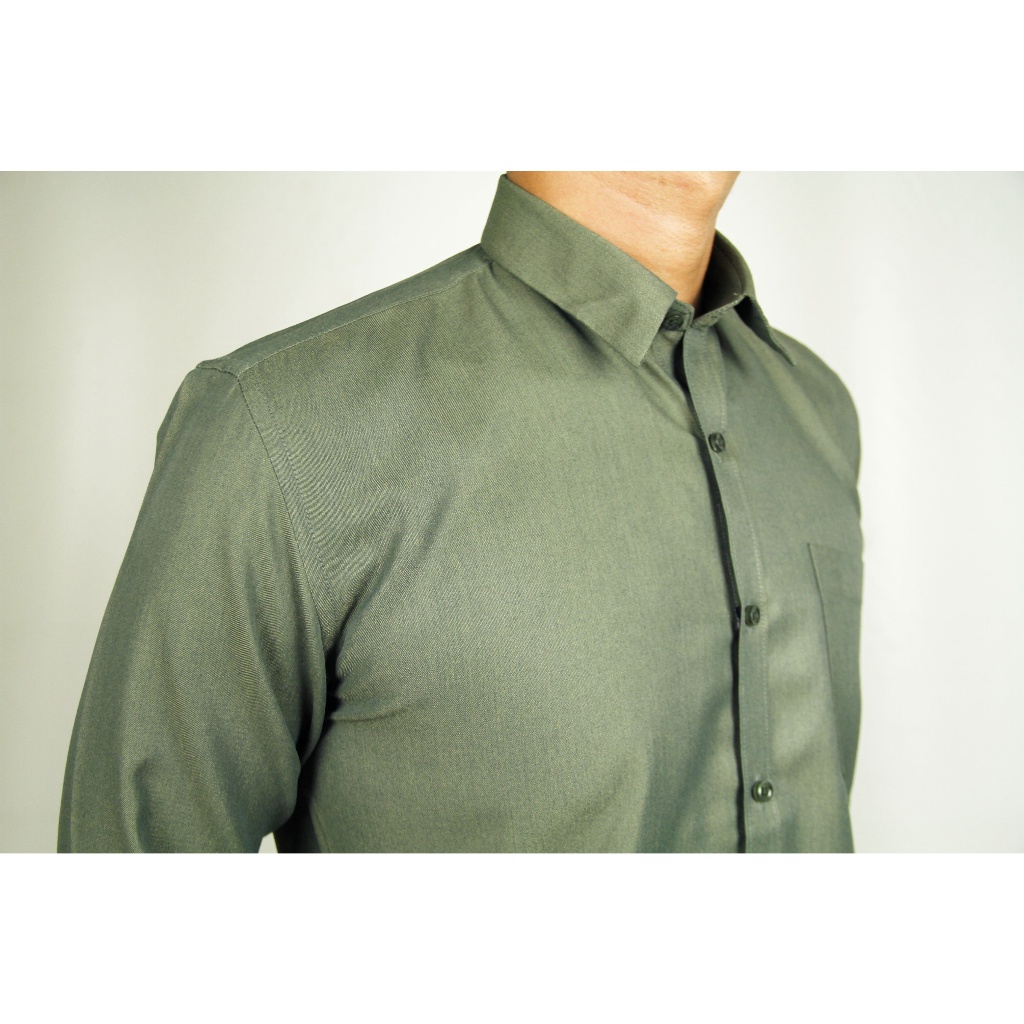 Kemeja Kerja Pria Formal STANLEY ADAMS Reguler Fit Putih Olive Lengan Panjang | Hem Pria