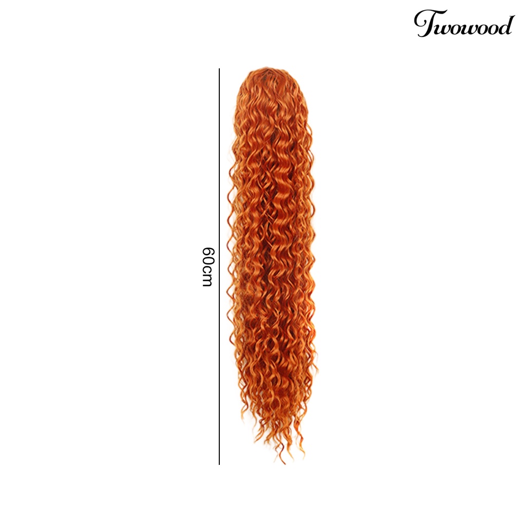 Twowood Ladies Wig Halus Lembut Berbulu Mudah Dipakai Menebal Rambut Styling Anti-slip Serut Jaring Panjang Keriting Ponytail Wig Salon Supply