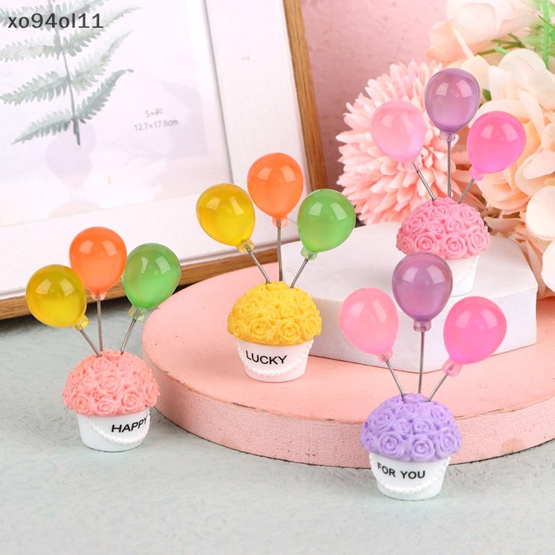 Xo 1Pc Resin Balon Meja Ornamen Mobil Rumah Boneka Miniatur Warna Rose Balloon Valene's Day Decor Dekorasi Dashboard Mobil OL