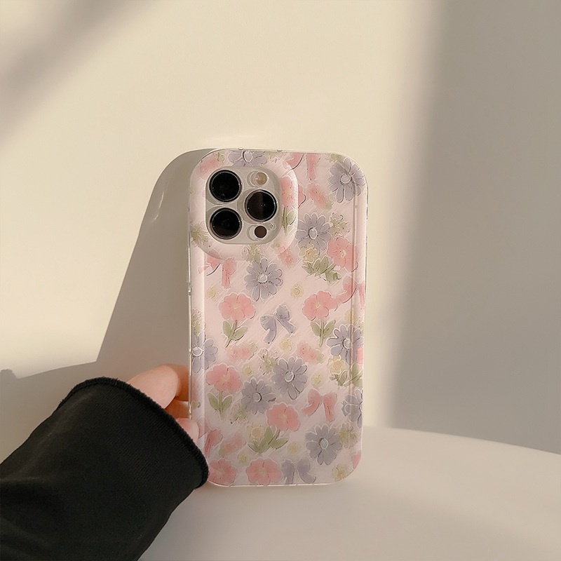 Nice Watercolor Bow Flower Soft TPU Case iP iPhone 14 + Plus 11 12 13 Pro Max Girl Woman FTD Casing Apple