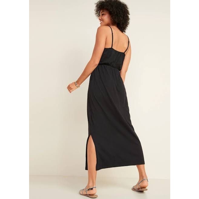 Oldnavy Waist-Defined Striped Slub-Knit Maxi Cami Dress