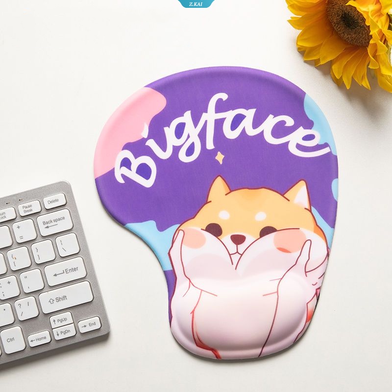 Kartun Lucu Shiba Inu 3D Tahan Lama Mouse Pad Untuk Anak Perempuan Rumah Kantor Nyaman Silikon Memory Foam Gaming Mouse Pad [ZK]