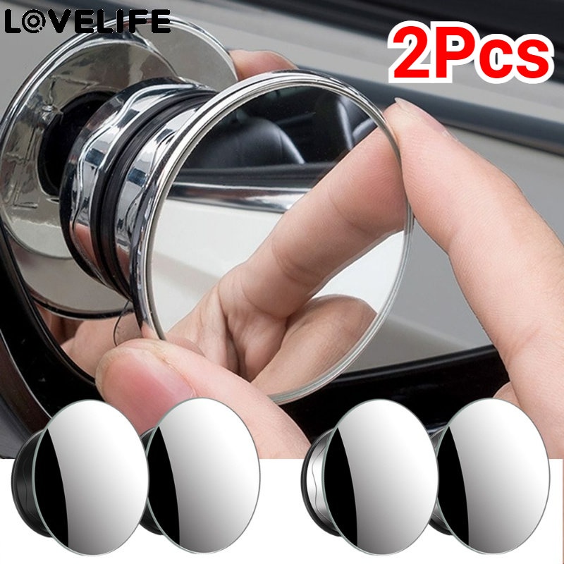 2pcs Cermin Blindpot Sisi Kendaraan Car Blind Spot Mirror Aksesoris Mobil Mobil Bolak Balik Tambahan Spion Berputar 360derajat Putaran Convex Mirrors