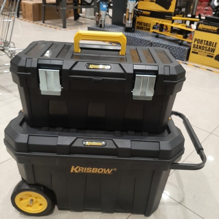 Krisbow Kotak Perkakas Tool box Toolbox Plastik Roller 2in1 roda