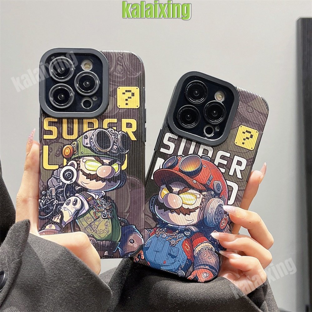 IPHONE Soft Case Persegi Motif Mario Kreatif Untuk Iphone14Plus14 Pro Max13 12 11 Xs Max X Xs Xr7 8 Plus Cover Belakang Kulit