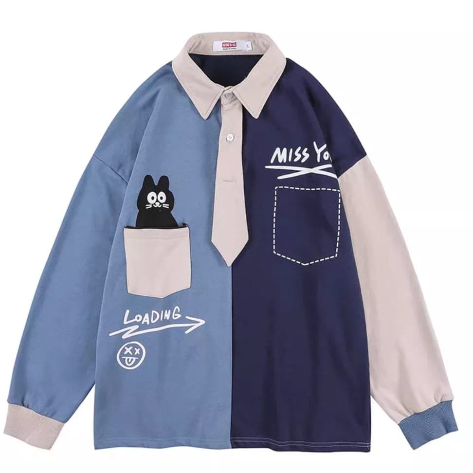 Miss You Loading Sweater Wanita Remaja Oblong Crowneck OOTD Korean Style Casual Daily Premium