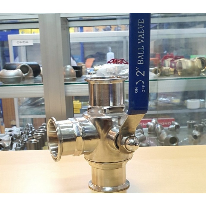 ball valve Three way sanitary 1&quot; inch Foodgrade Ss304