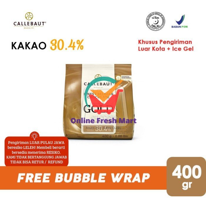 

Callebaut GOLD Caramel Chocolate Couverture Cokelat (Pack Asli 400gr) - Online Fresh Mart Denpasar
