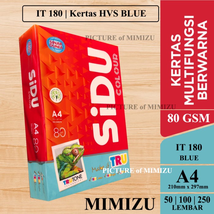 

SIDU Kertas HVS Warna A4 80 Gsm IT 180 BLUE (Biru Muda)