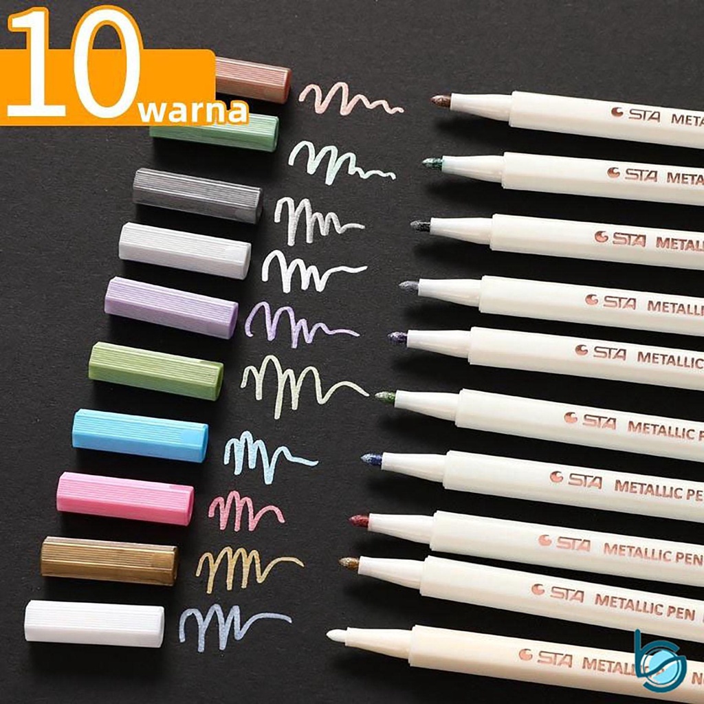 

Spidol Metalic Warna Cerah/Metalic Marker Pen Colouring soft tip - Best Stationary