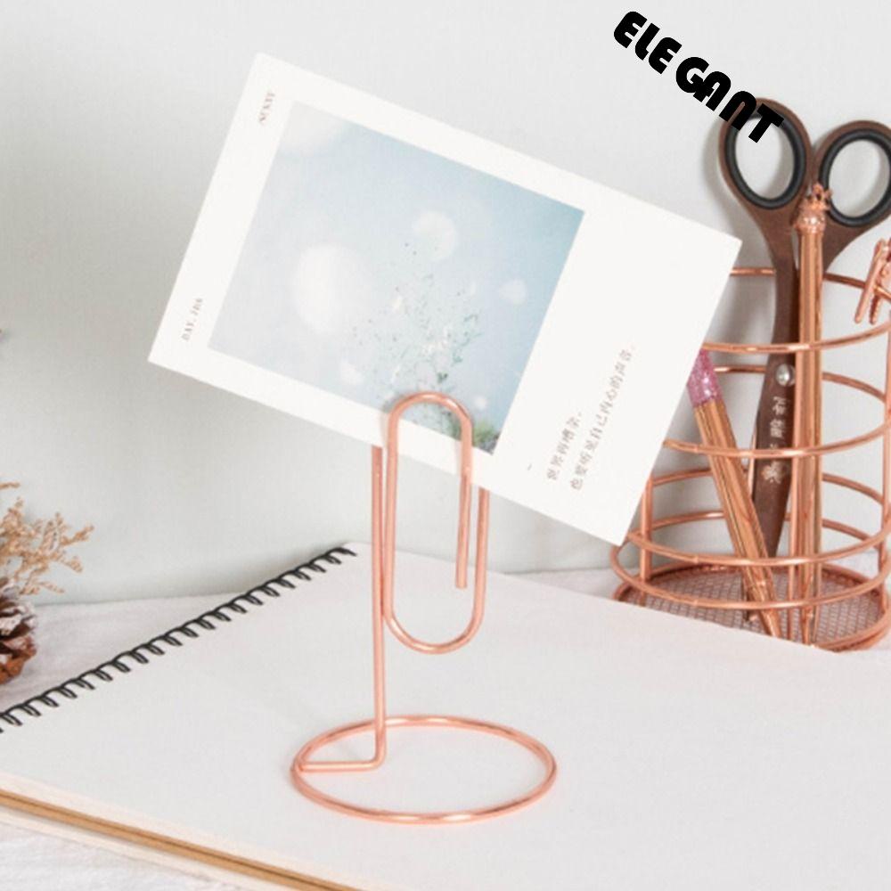 [Elegan] Memo Holder Kreatif Geometris Menu Folder Foto Penyimpanan Mudah Digunakan Kerajinan Logam Kartu Nama Foto Holder