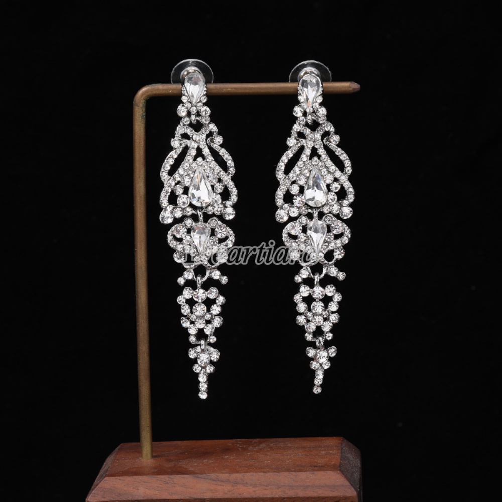 Eropa Dan Amerika Mode Kristal Berlian Imitasi Anting Pengantin Pernikahan Fotografi Pernikahan Anting Panjang Earrings Earrings