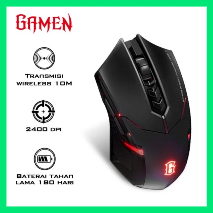 Gamen GM300W Mouse Gaming Wireless 2400DPI Black Original