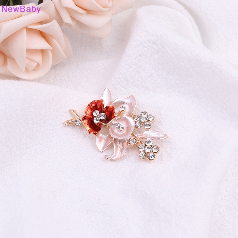 Newbaby Kristal Bunga Bros Kerah Pin Berlian Imitasi Perhiasan Wanita Pernikahan Pin Besar Bros Untuk Wanita Broche Aksesoris Pakaian ID
