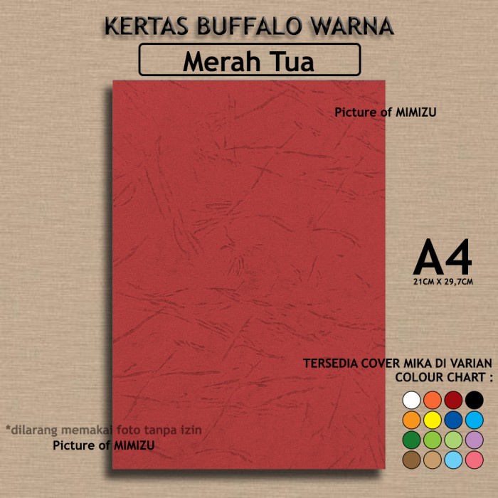 

Kertas Buffalo A4 MERAH TUA Corak Embos Cover JILID SAMPUL
