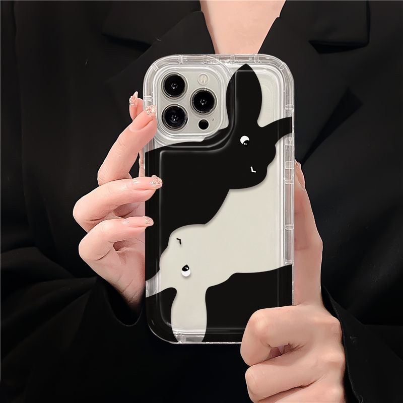 IPHONE Cute Couple Rabbit Soft Phone Case Kompatibel Untuk Iphone14 13 11 12 Pro XS Max X XR 78 Plus Casing TPU Silikon Shockproof Cover