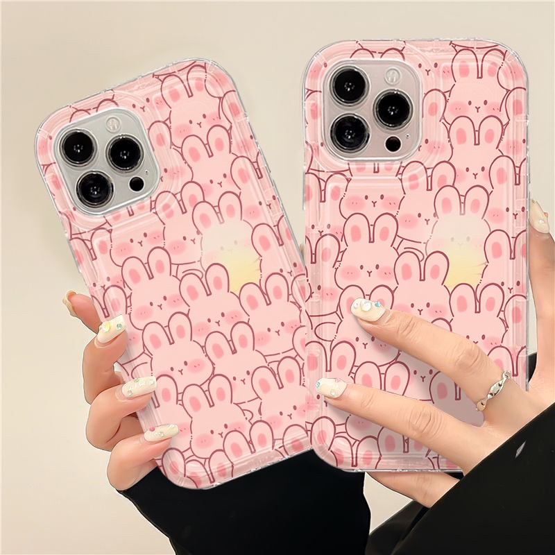 Kelinci Lucu Soft Phone Case Kompatibel Untuk IPhone Casing14 13 11 12 Pro XS Max X XR 7+ 8plus TPU Silikon Shockproof Cover