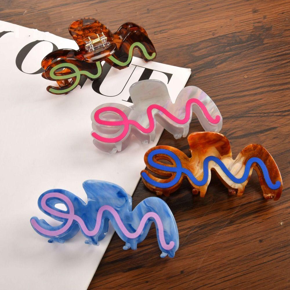 NEEDWAY Needway Hair Claws Hairgrip Ponytail Clip Ukuran Besar Bentuk Ular Bentuk Gelombang Hiu Claw Clip Hair Pin Untuk Wanita