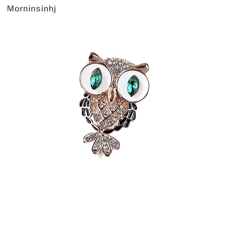 Mornin Fashion Full Berlian Drop Oil Cute Owl Bros Pin Light Bird Korsase Untuk Wanita Perhiasan Aksesoris Pakaian id