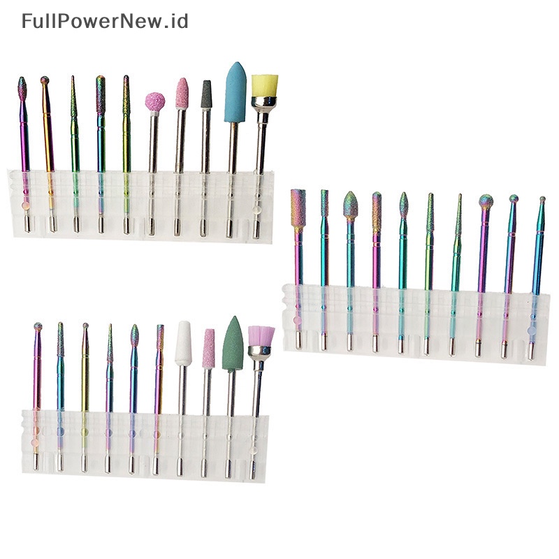 Power 10PCS Mata Bor Kuku Keramik Set Kikir Acrylic Manicure Pedicure Nail Tools ID