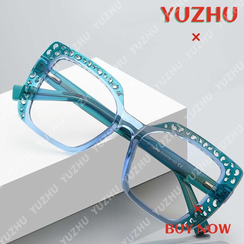 (YUZHU) Original Design Berongga Stereoskopik Kacamata Optik Mode Barat Oversized Frame TR Anti Blue Light Eyeglasses