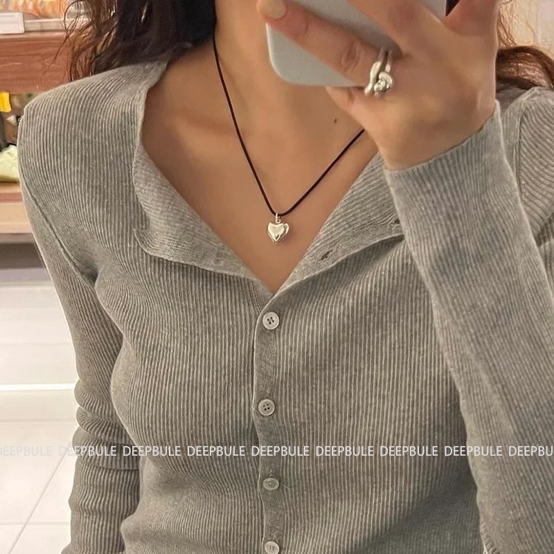 Kalung Liontin Hati Emas Kalung Tali Hitam Korea Simple Adjustable2023Aksesoris Fashion Terbaru