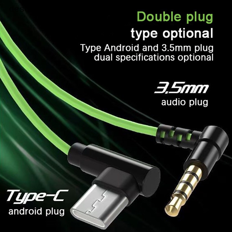 Deid Game E-sports Earphone Type-c/3.5mm Plug Wired Earbuds Dengan Mikrofon Martijn