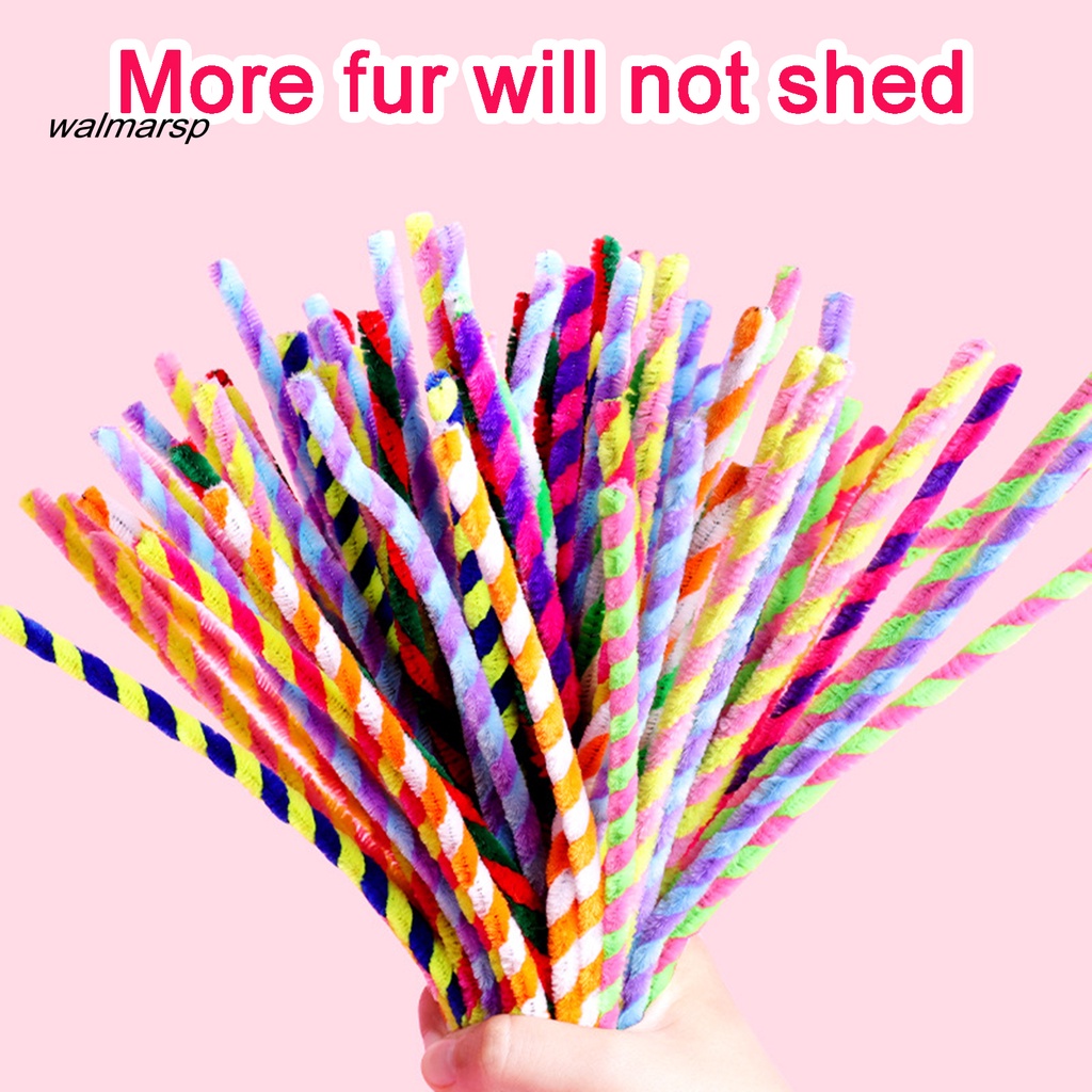 Walmarsp 100Pcs Fuzzy Stick Warna Kontras Mudah Memutar Fleksibel Interaksi Orang Tua-Anak Menyuburkan Kemampuan Tangan Pembersih Tabung Serbaguna Fuzzy Chenille Stem Craft Supplies