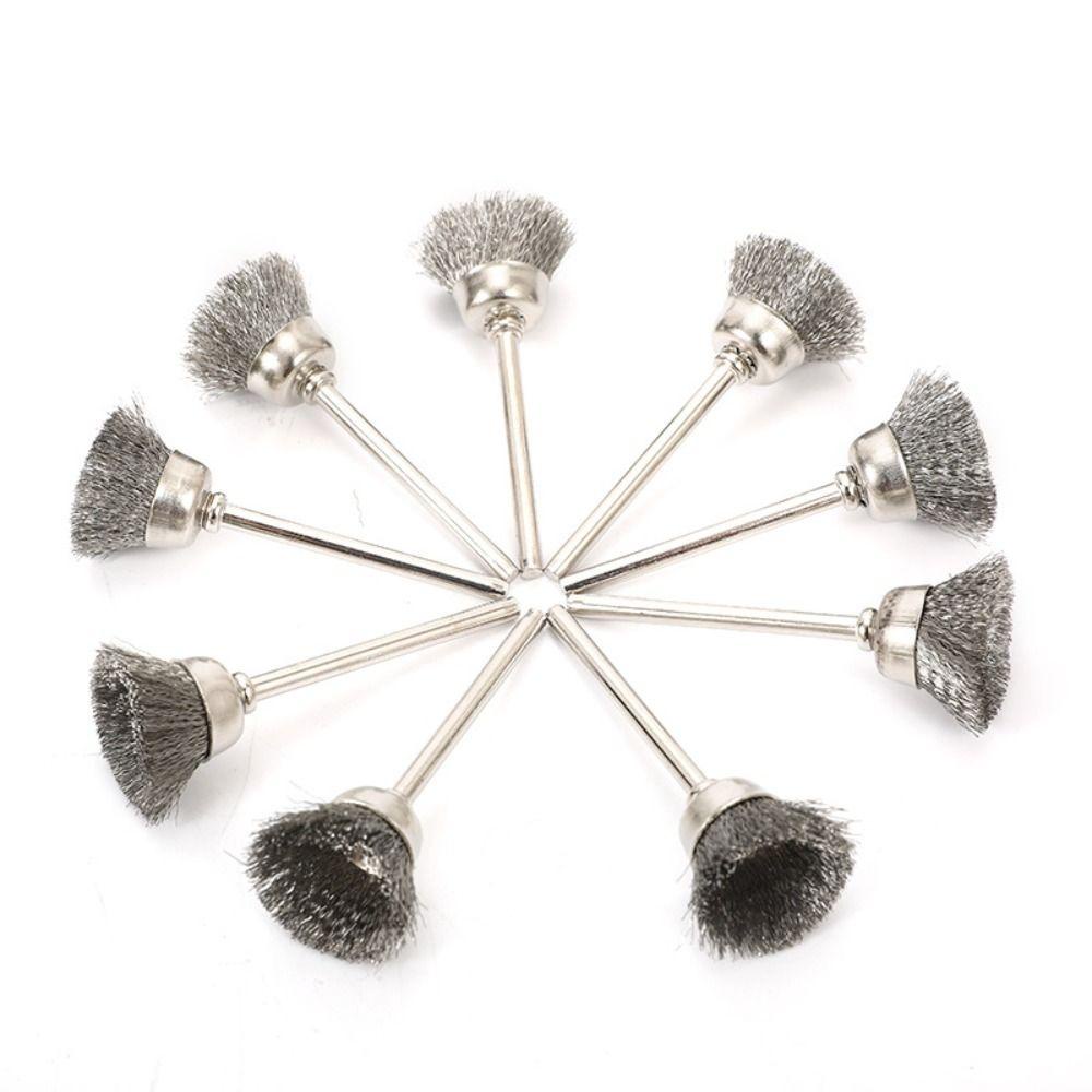 Populer 15pcs Sikat Roda Bahan Silver Kualitas Tinggi Dengan Shank1 /8Inci Kerut Kasar Untuk Alat Dremel
