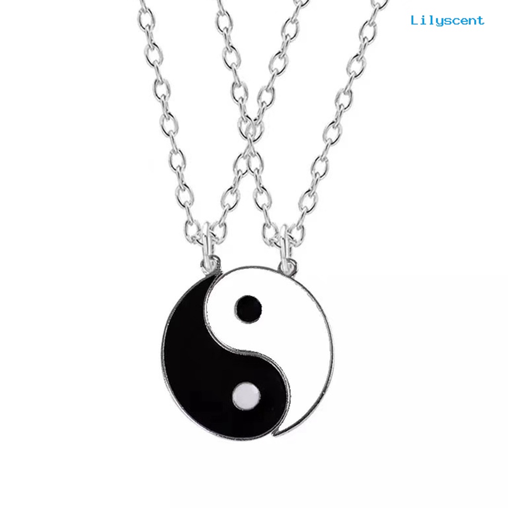 [LS]1 Pasang Kalung Couple Pasangan Liontin Tai Chi Bahan Alloy Anti Karat Eye-catching Unisex Untuk Wanita