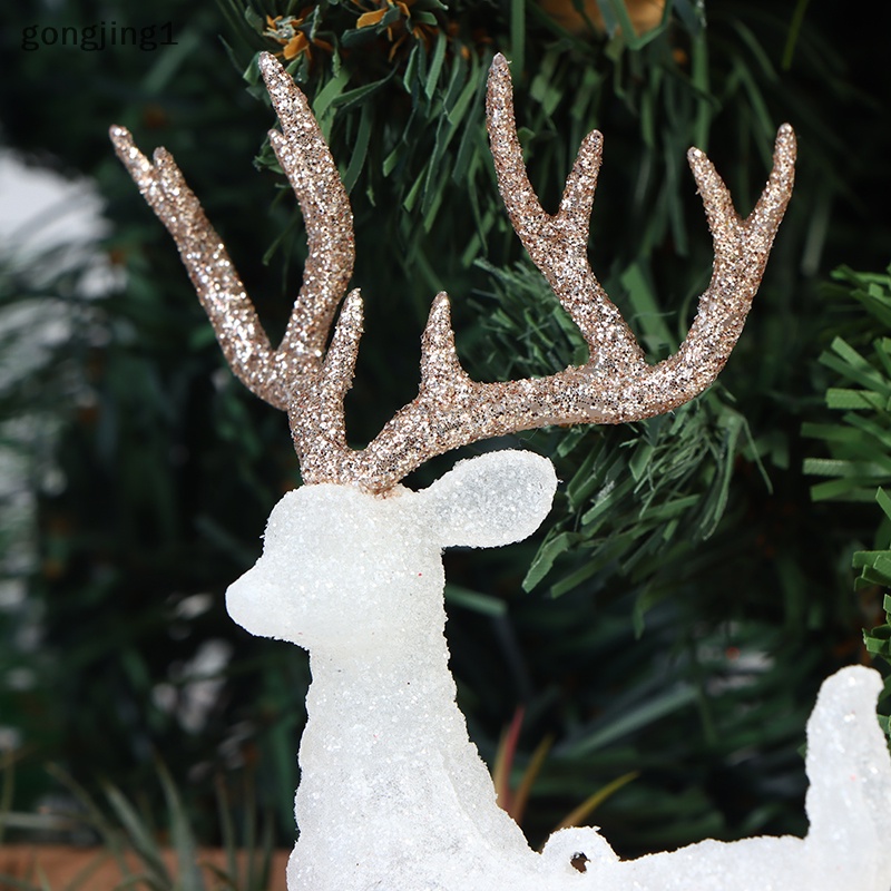 Ggg Kristal Rusa Natal Hutan Elk Putih Flash Gold Dessert Table Decor Untuk Rumah ID