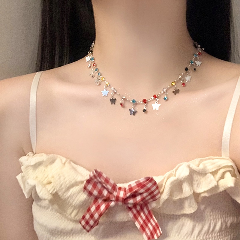 Luxury INS Populer Kalung Choker Rumbai Warna-Warni Untuk Aksesori Perhiasan Gadis Manis