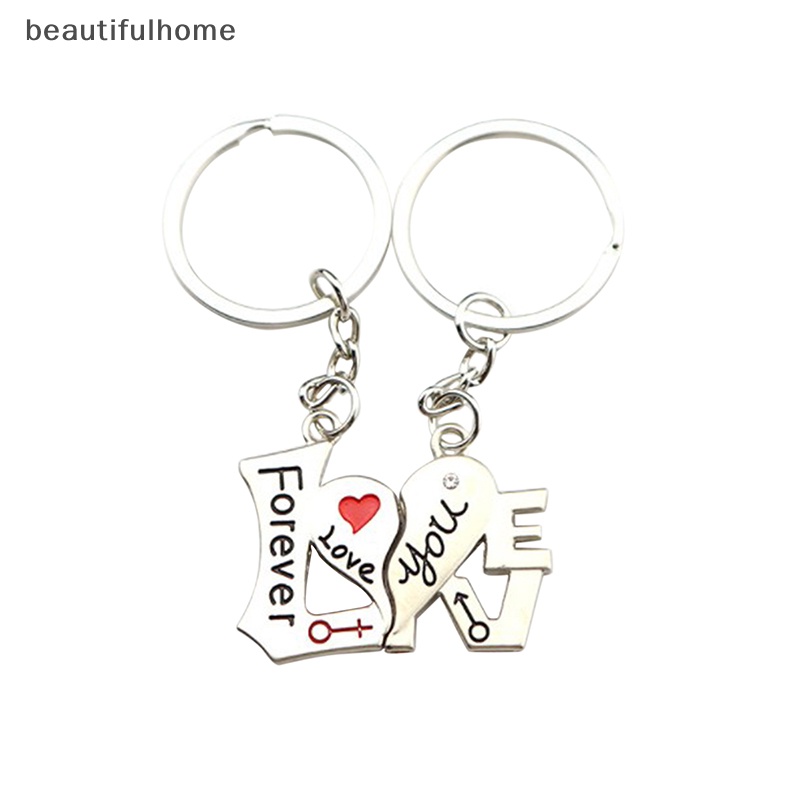 {beautifulhome} 1pasang Couple Gantungan Kunci Berbentuk Hati Keyring Love You Forever Key Ring.