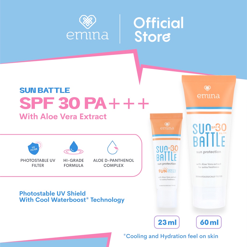 Emina Sun Battle SPF 30 PA+++ 60 ml &amp; 23 ml ✅ BPOM