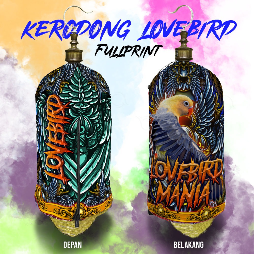 KERODONG KRODONG SANGKAR BURUNG LOVEBIRD BAHAN FULL PRINTING DIAMETER 30-33 CM