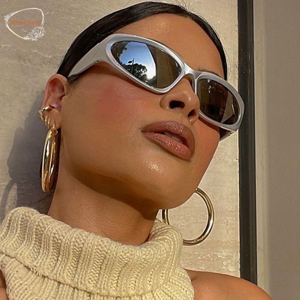 Mxbeauty Y2K Kacamata Anti UV Wanita Aksesoris Hadiah Sederhana Retro Sunglasses PC Bingkai Oval Gaya Jalan Perlindungan Mata Gaya Korea Eyewear