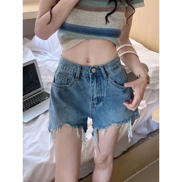 Ripped Jeans Skirt Wanita Summer Gerinda Highwaist Rok Pendek