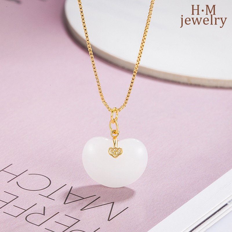 Kalung Kacang Ruyi Jequirity Mewah Ringan All-Matching Anggun Necklace