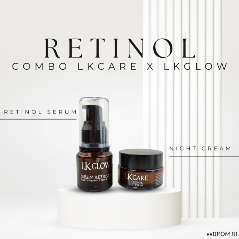 paket serum retinol lk glow lkglow dan lkcare retinol night cream bpom anti aging