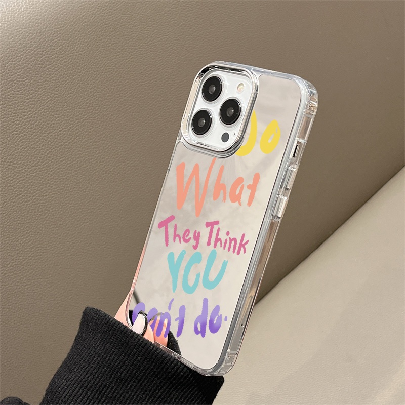 IPHONE Case Ponsel Cermin Huruf Kompatibel Untuk Iphone11 12 13 14 12Pro 13Pro 14Pro Pro Max XR X XS Max Electroplating Tombol Perlindungan Mirror Cover