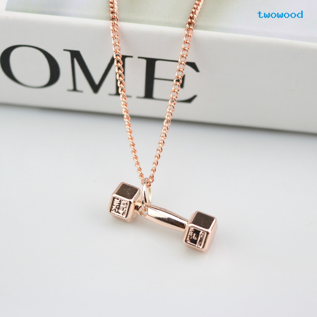 Twowood Fitness Dumbbell Necklace Pria Kalung Kepribadian Wanita Barbel Aksesoris