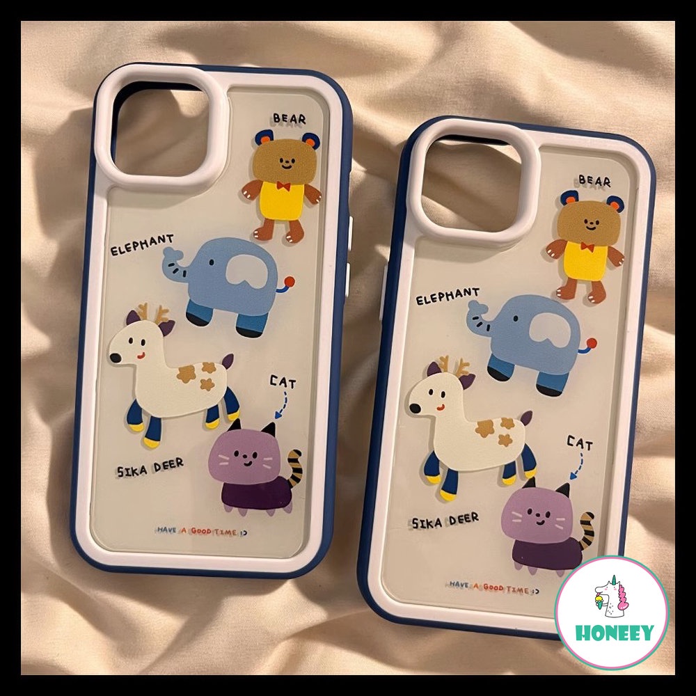 IPHONE Casing Ponsel Binatang Kartun Yang Indah Kompatibel Untuk Iphone14 Pro 13 12 Pro Max Case Iphone11Paket Lengkap Sarung Tahan Guncangan