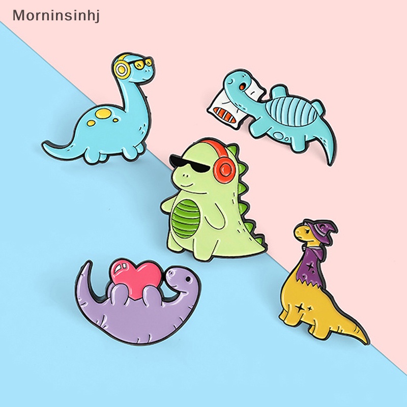 Mornin Kartun Dinosaurus Hewan Tetesan Minyak Lapel Bros Lencana Pin Pria Wanita Perhiasan Hadiah id