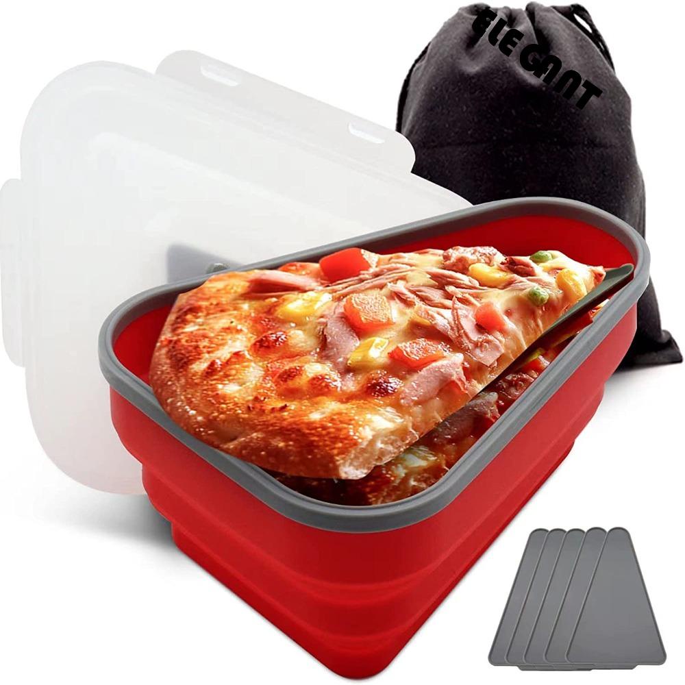 [Elegan] Wadah Penyimpanan Pizza Silikon 1Pcs Extendable Perlengkapan Dapur Segitiga Kotak Sandwich Lipat