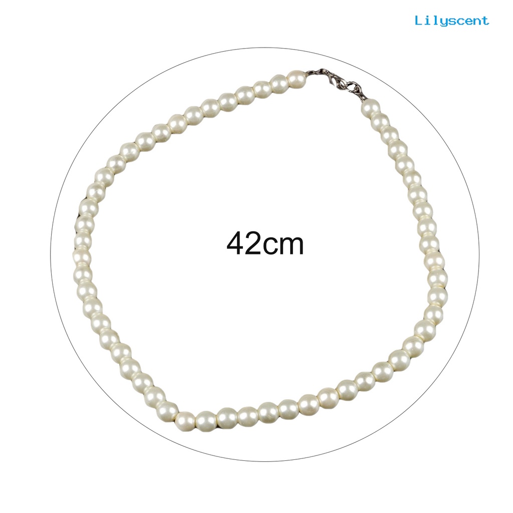 [LS]Kalung 8mm Mutiara Imitasi Elegan Wanita Metal Lobster Clasp Kalung Untuk Pacaran