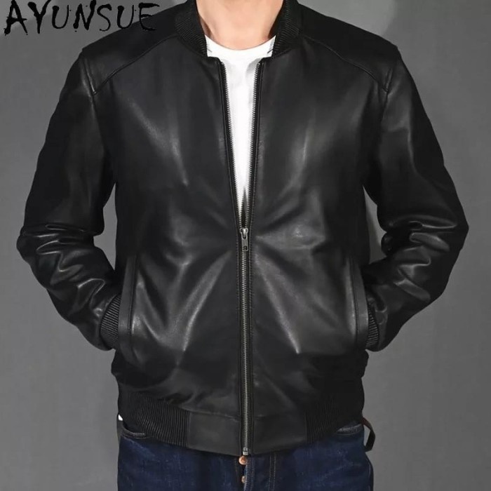 jaket kulit cowok dari kulit asli domba/ jaket kulit asli kulit domba pria-jaket kulit original mode