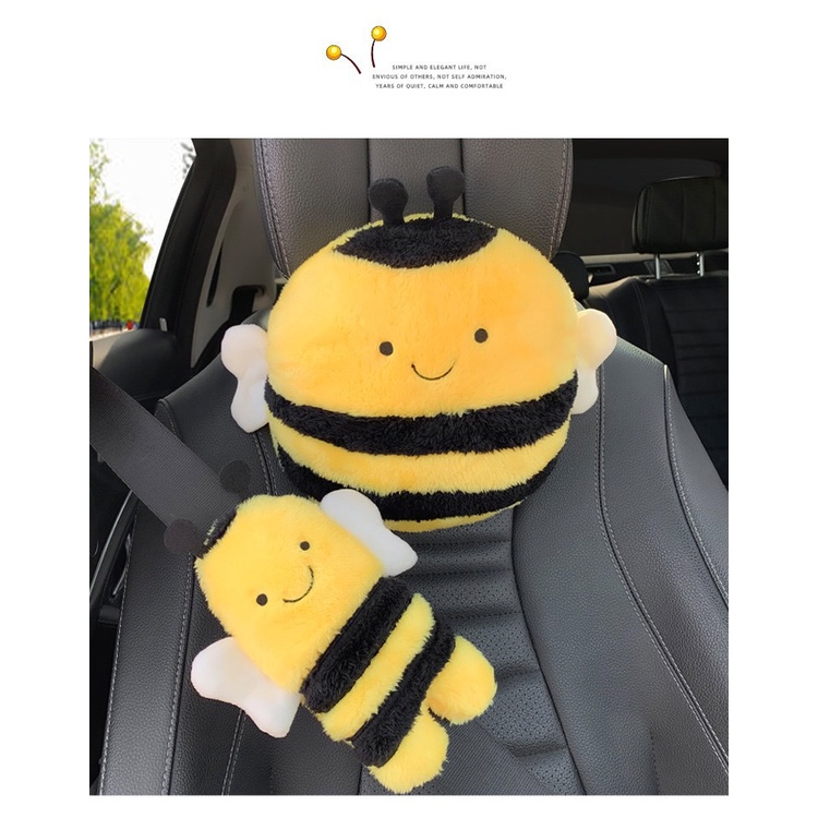 Car cartoon little bee headrest, Pelindung Bahu Lebah Kecil Mobil Yang Lucu